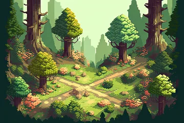Foto op Canvas Illustration game level design forest  Created © akkash jpg