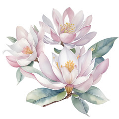 Elegant watercolor magnolia flowers. Floral botanical illustration - obrazy, fototapety, plakaty