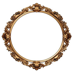  Vintage oval round photo frame isolated over transparent background Baroque Victorian ornate border frame. Royal interior luxury decor frame mock up for photo, picture, art, painting, image