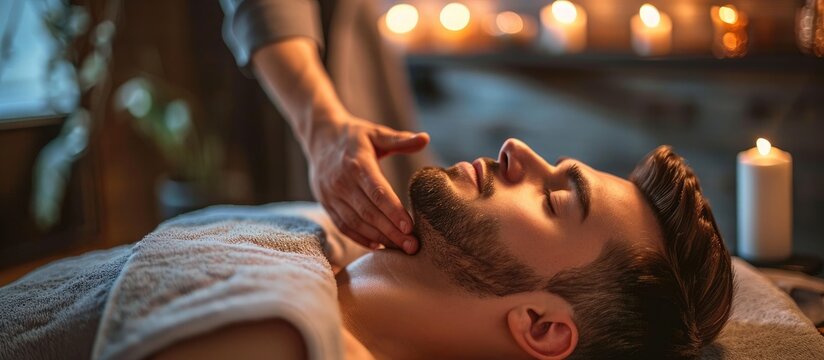 A man getting pampered at a spa.