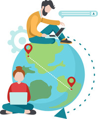 Outsourcing Abstract Vector Illustration