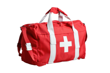 Red First Aid Bag Isolated on Transparent