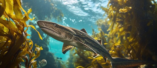 Cape Town's striped catshark lives in the kelp forest. - obrazy, fototapety, plakaty