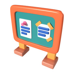 Bulletin Board 3D Illustration Icon