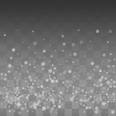 Gray Snowfall Vector Transparent Background.