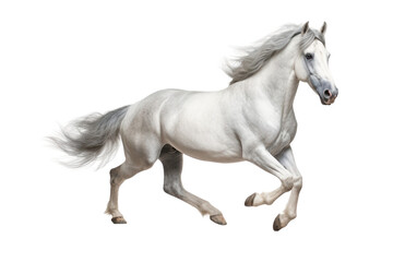 Obraz na płótnie Canvas Rapid Gray Horse on the Move isolated on transparent Background