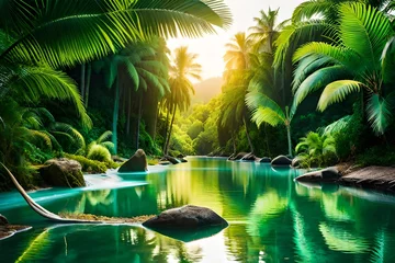 Foto op Canvas tropical island with palm trees © (JLco) Julia bandra