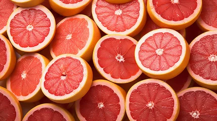 Foto op Plexiglas Pomelo and grapefruit juicy slices background. Generative Ai © Witri