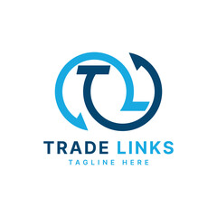 Trade Links Logo Letter Mark Monogram TL Design Modern Minimal Concept