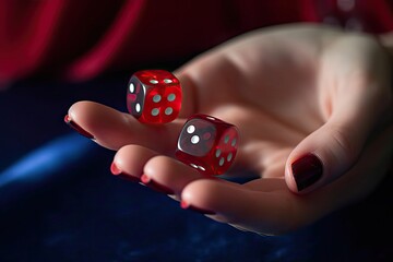 Red casino ce female hand woman plays dice