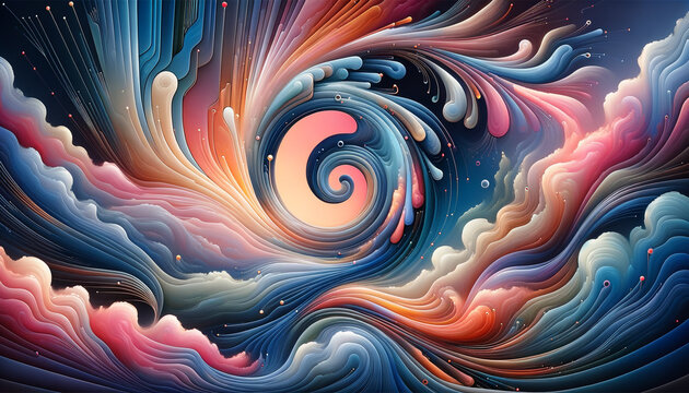 Abstract AI-inspired image with fluid shapes and serene colors
