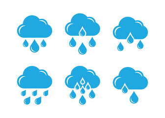 Rain icon set in trendy flat style isolated on white background. Cloud rain symbol for your website design, logo, app, UI.