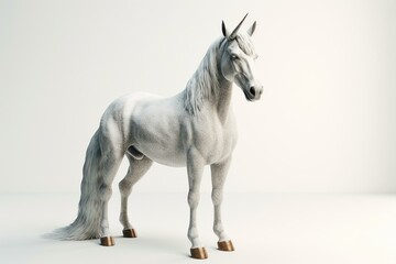 Obraz na płótnie Canvas A 3D unicorn posing on a white background. Generative AI