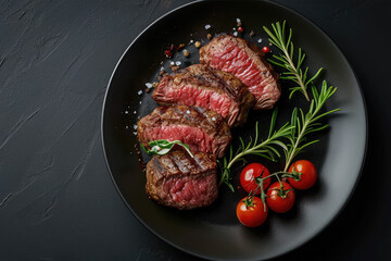 grilled beef steak on background