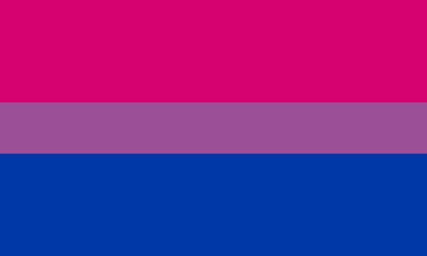 Bisexual flag, one of the sexual minority of LGBT community, Three solid horizontal bars: two fifths pink, one fifth purple, and two fifths blue