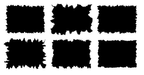 Jagged rectangle. Black simple shape. Rectangle paper template jagged and rough. - obrazy, fototapety, plakaty