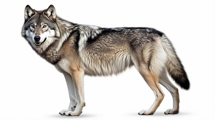 howling gray wolf isolated on white background. Generative Ai