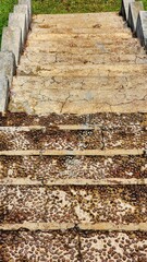 Stone stairs in the garden. Abstract background and texture for design.