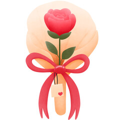 Hand drawn rose bouquet , Valentine's day png illustration