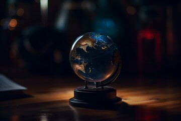 Tiny globe in the cosmos. Generative AI