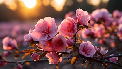 pink magnolia flowers. Pansy flower growing in the sunset. Pansy flower in sunrise. Pansy flower...