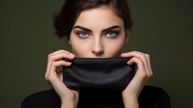 face, woman, bag, accessory, female, elegance, glamour, stylish, cash, person, close-up, handbag, pouch, purse, luxury, lady, design, object, trendy, pack, glamor, finance, fancy, eyeshadow, package, 