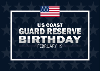 US Coast Guard Reserve Birthday Vector illustration. February 19. Holiday concept. Template for background, banner, card, poster with text inscription. - obrazy, fototapety, plakaty