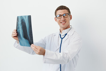 Professional man physician stethoscope clinic hospital medic medicine x-ray man health doctor