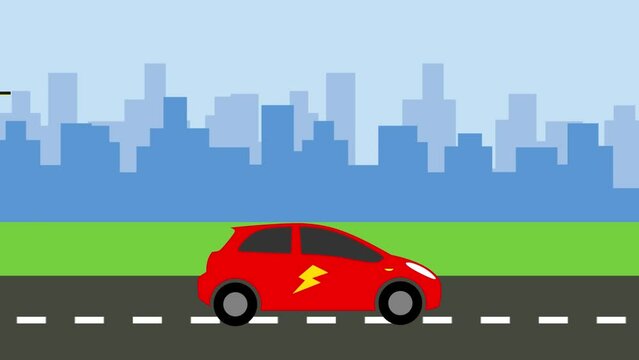 electric car on urban roads. environmentally friendly electric vehicles