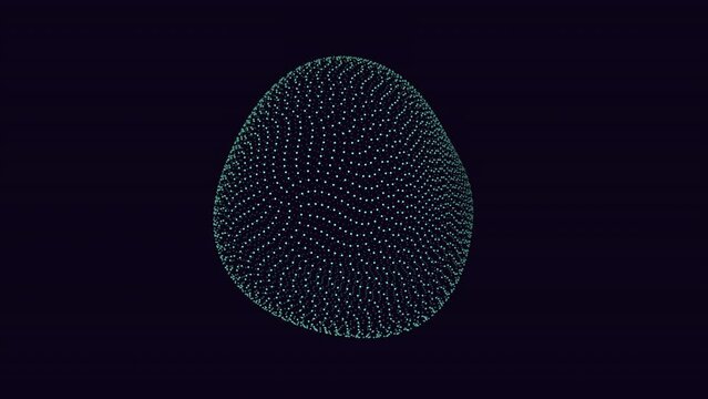 A 3D rendering of a dot sphere floating in space, with dots arranged in a pattern that creates the optical illusion of a spherical shape