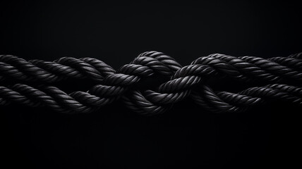 gordian knot on a black background, the concept of a complex confusing situation - obrazy, fototapety, plakaty