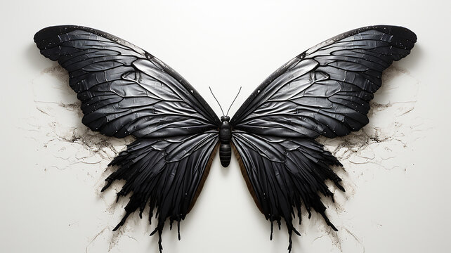 a huge butterfly on a white wall, an element of interior design, a fantastic creature with large wings