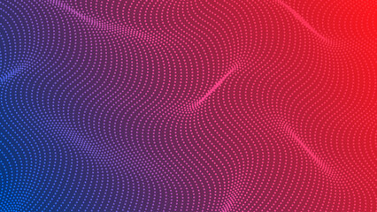 Background Red and Blue 3D Halftone Wave Effect