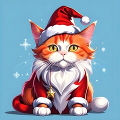 A cat wearing a Santa hat