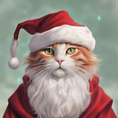 A cat wearing a Santa hat
