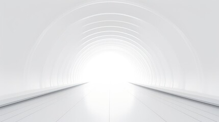  a long white tunnel with a bright light at the end of one of the tunnel is a white light at the end of the tunnel is a bright light at the end of the tunnel.