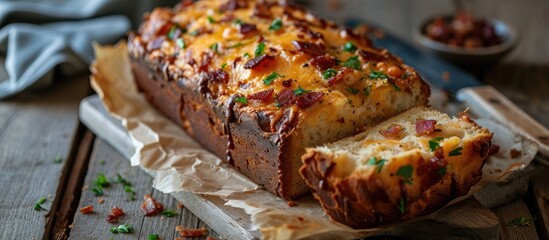 bacon and cheese loaf - obrazy, fototapety, plakaty