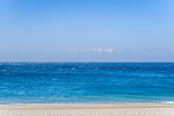 Fototapeta na wymiar Triopetra Beach, in Europe, in Greece, in Crete, towards Rethymnon, By the Mediterranean Sea, in summer, on a sunny day.