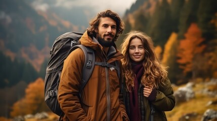 couple in the forest on the mountain