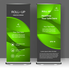 Business banner Roll Up modern template design, for brochure, business, flyer, infographics. modern x-banner and flag-banner advertising. vector illustration