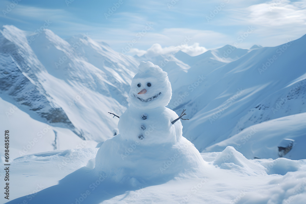 Canvas Prints snowman in the mountains