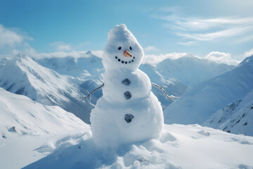 Obraz premium snowman in the mountains