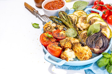 Healthy grilled bbq vegetables on pan