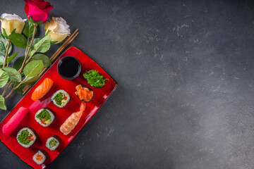 Valentine day sushi set