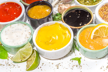 Set of various classic sauces