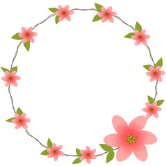 Circle frame with pink flowers