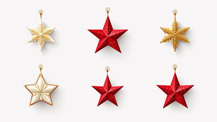 Obraz premium set, collection of christmas stars, decorations isolated on a white background