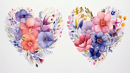 Tableaux ronds sur aluminium Papillons en grunge Watercolor hearts