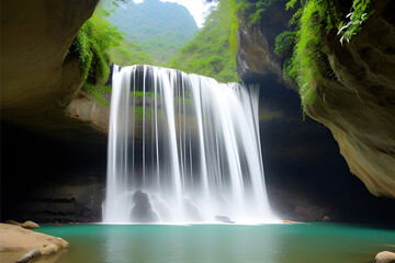 Huay Mae Kamin waterfall, Kanchanaburi, Thailand. 