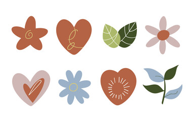 Abstract floral hearts vector clipart. Valentine's day vector clipart.